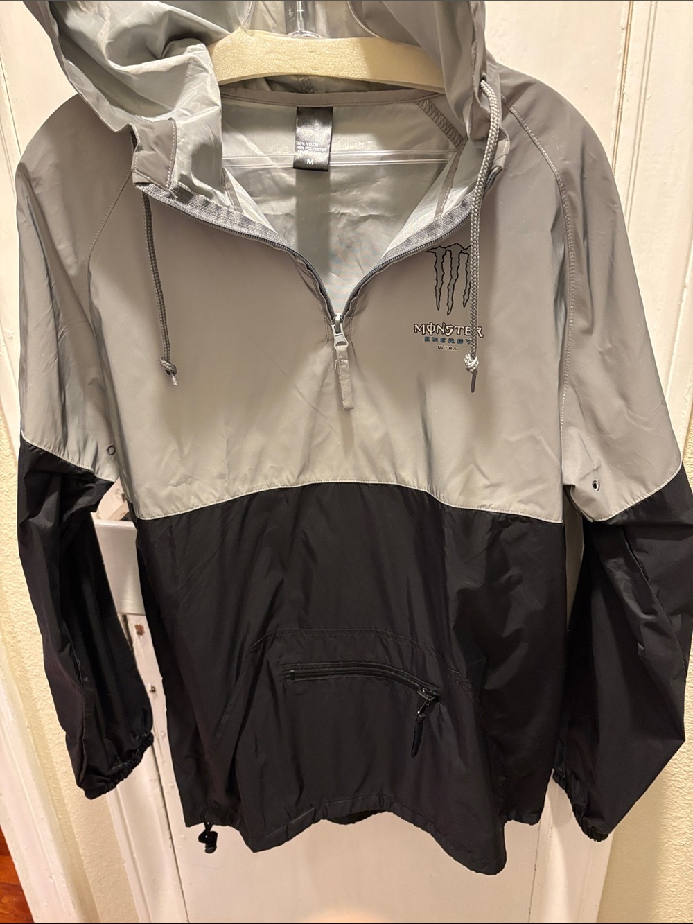 Monster Energy Two-Tone Hooded Pullover Windbreaker - Gray/Black
